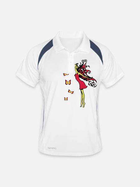 Des ailes de fée papillons - Polo respirant Homme - blanc/marine - Devant