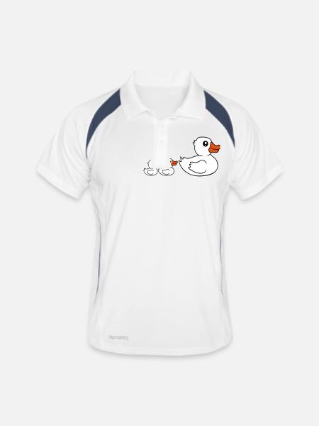 3 Canards Famille Maman Maman Deux Enfants Bébé Papa - Polo respirant Homme - blanc/marine - Devant