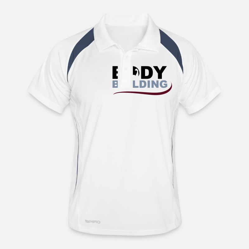 Bodybuilding - Männer Polo atmungsaktiv - Weiß/Navy