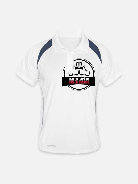 Faites l'apéro - Polo respirant Homme - blanc/marine - Devant