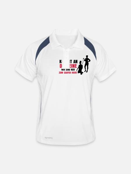 ... KOMMT AN DIE LEINE - Männer Polo atmungsaktiv - Weiß/Navy - Vorne