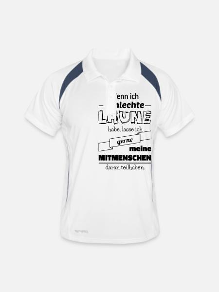 Schlechte Laune - Männer Polo atmungsaktiv - Weiß/Navy - Vorne