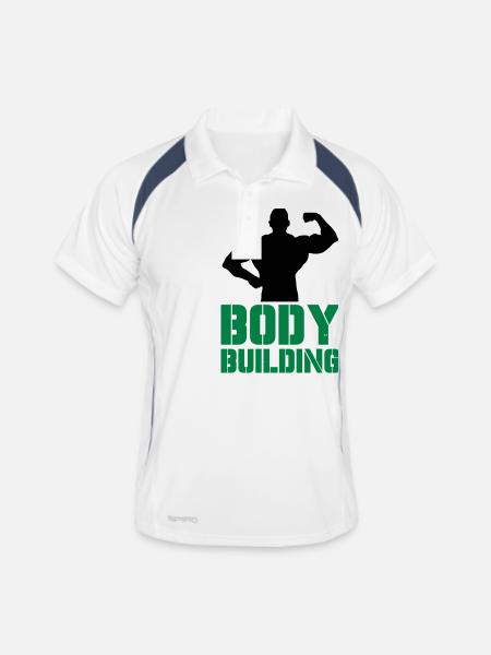 bodybuilding - Men's Polo breathable - white/navy - Front