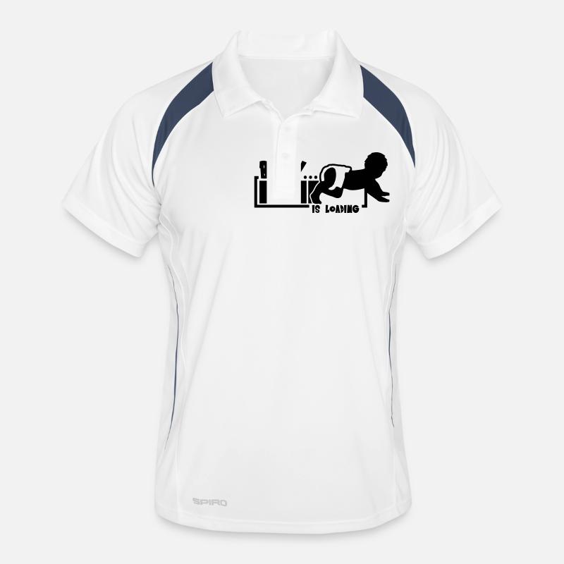 Baby Is Loading - Männer Polo atmungsaktiv - Weiß/Navy