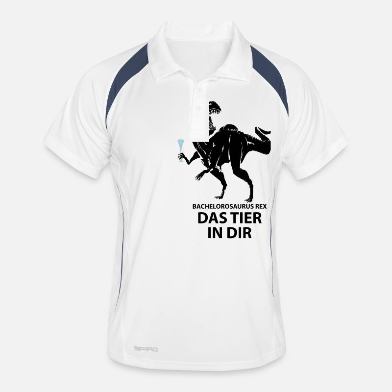 Party Saurus - Männer Polo atmungsaktiv - Weiß/Navy