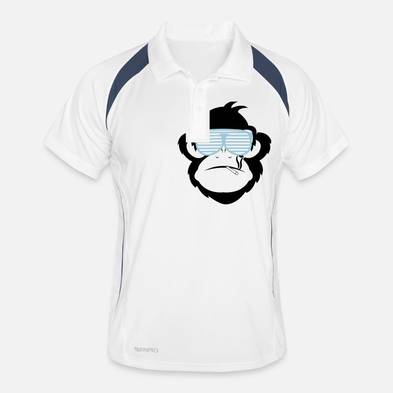 smoking monkey 2 - Männer Polo atmungsaktiv - Weiß/Navy