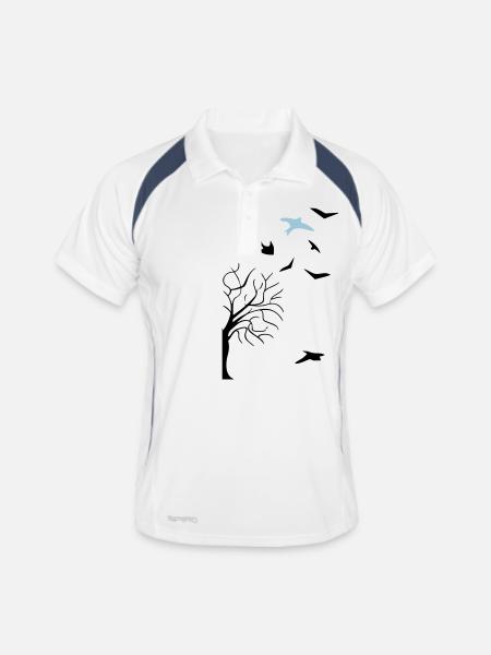 design - Männer Polo atmungsaktiv - Weiß/Navy - Vorne