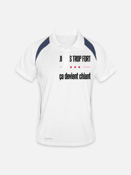 trop fort - Polo respirant Homme - blanc/marine - Devant