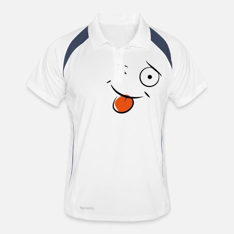 Smiley - Männer Polo atmungsaktiv - Weiß/Navy
