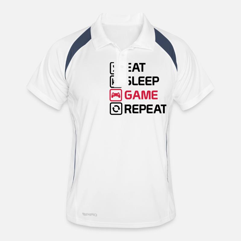 eat sleep game repeat Men's Polo breathable