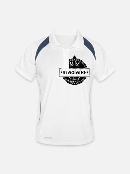 elue stagiaire - Polo respirant Homme - blanc/marine - Devant