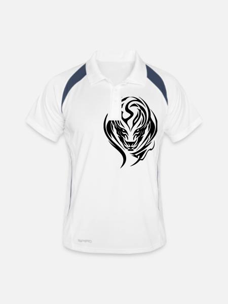 Schlangenkopf Tribal Art - Männer Polo atmungsaktiv - Weiß/Navy - Vorne