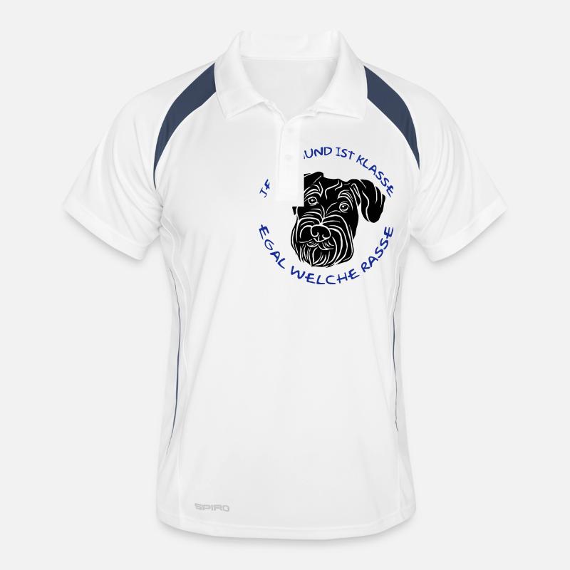 « Chaque chien est génial... » - Polo respirant Homme - blanc/marine