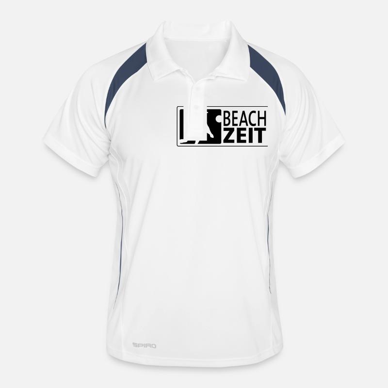 Beachvolleyball Bagger (quer) - Männer Polo atmungsaktiv - Weiß/Navy