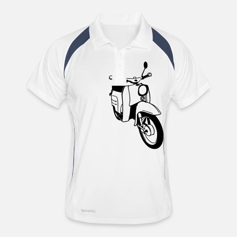 Simson Schwalbe - Männer Polo atmungsaktiv - Weiß/Navy
