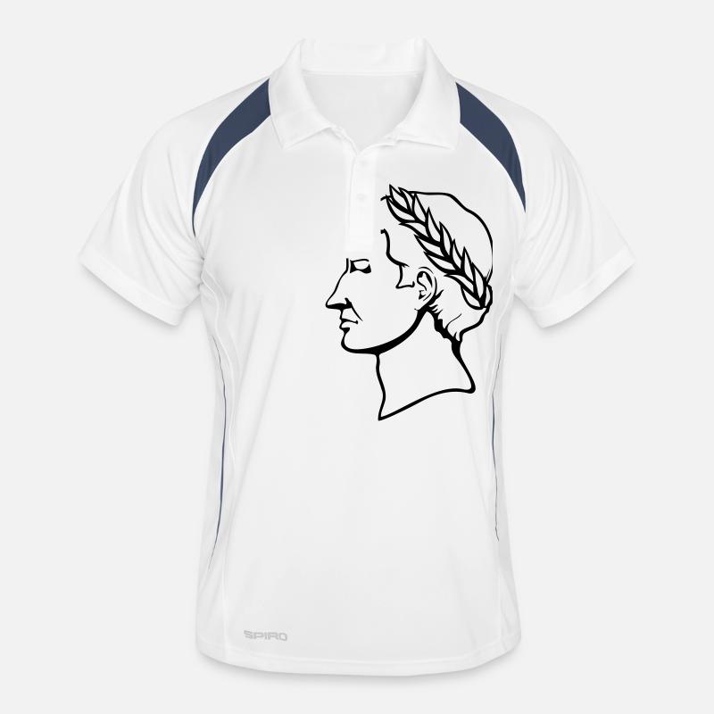 Gaius Julius Caesar - Männer Polo atmungsaktiv - Weiß/Navy