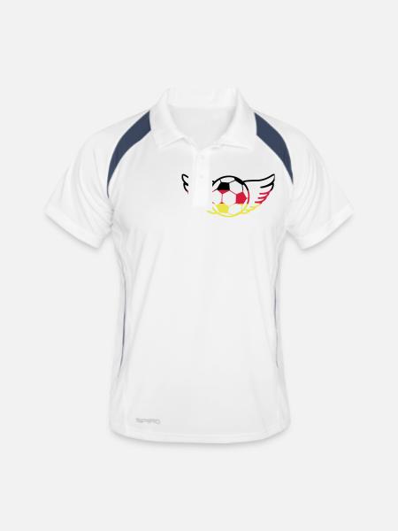 fußball deutschland - Männer Polo atmungsaktiv - Weiß/Navy - Vorne