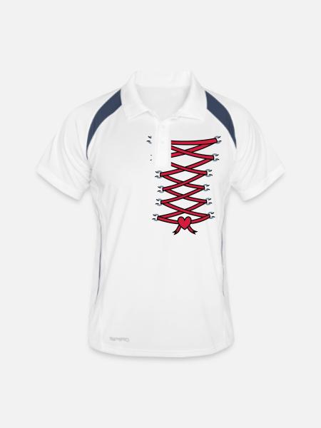 coeur corset - Polo respirant Homme - blanc/marine - Devant