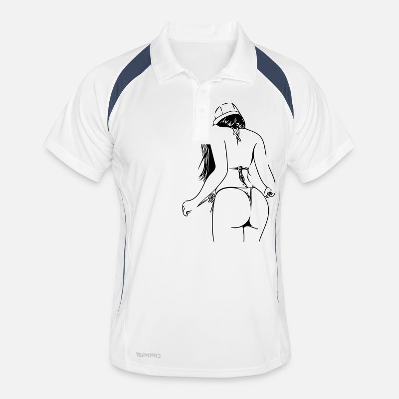 Dame im Bikini - Männer Polo atmungsaktiv - Weiß/Navy