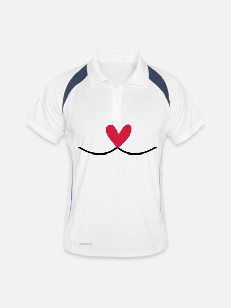 Herz Verbindung Linie - Männer Polo atmungsaktiv - Weiß/Navy - Vorne