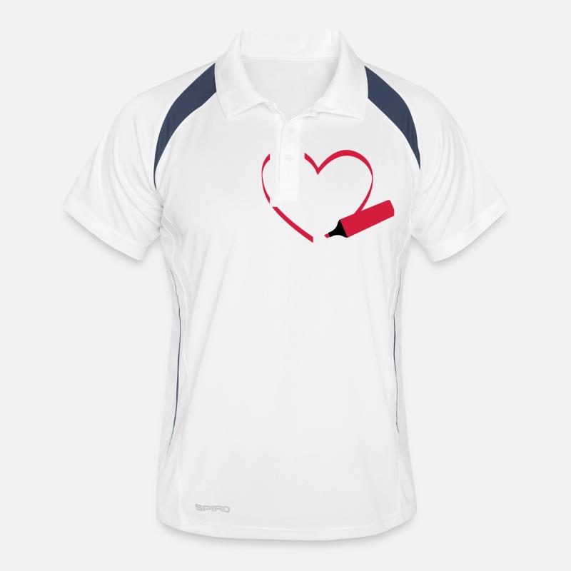 Textmarker, i love - Männer Polo atmungsaktiv - Weiß/Navy