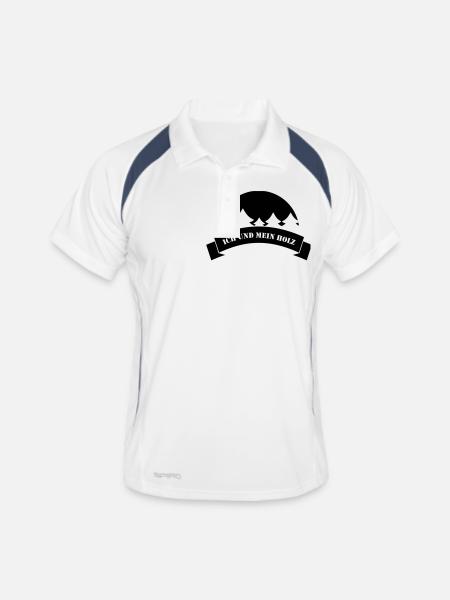 Ich und mein Holz - Männer Polo atmungsaktiv - Weiß/Navy - Vorne