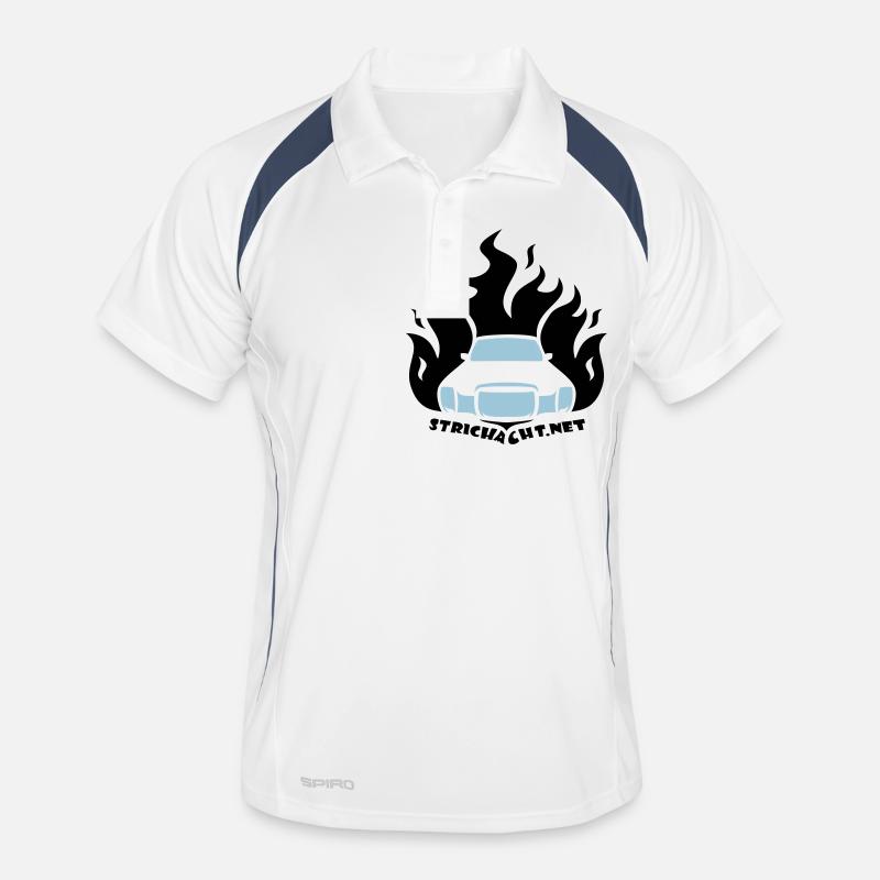 /8 Flame01 2C - Männer Polo atmungsaktiv - Weiß/Navy