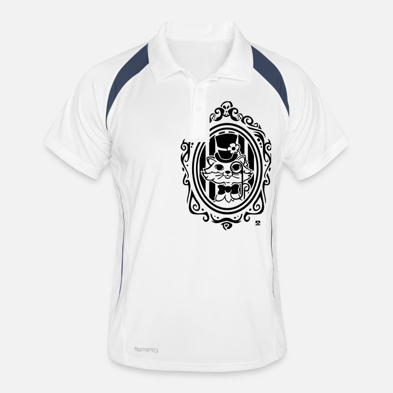 Cat victorian style - Männer Polo atmungsaktiv - Weiß/Navy