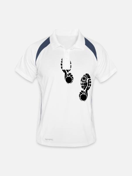 Fussabdruck - Männer Polo atmungsaktiv - Weiß/Navy - Vorne