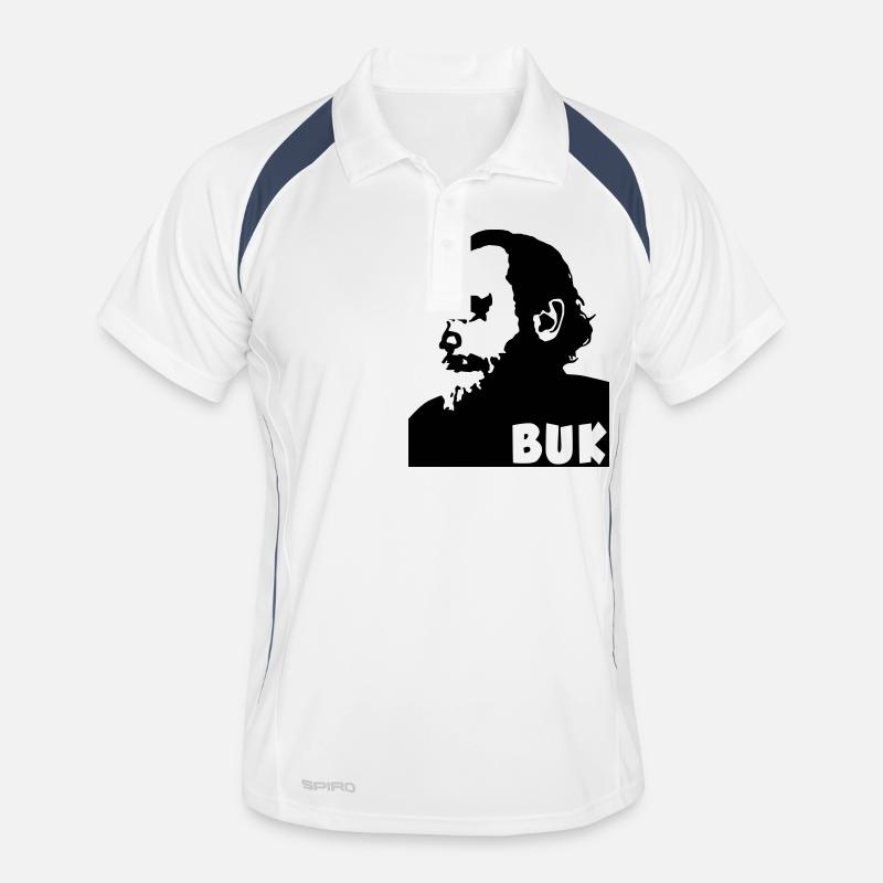 Charles Bukowski - Männer Polo atmungsaktiv - Weiß/Navy
