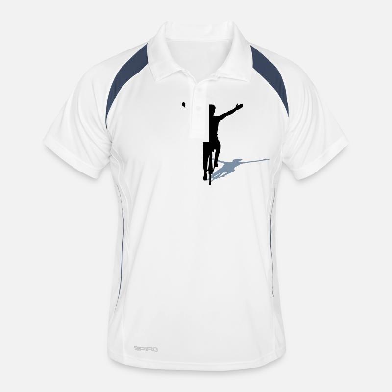 racing bicycle - Men's Polo breathable - white/navy