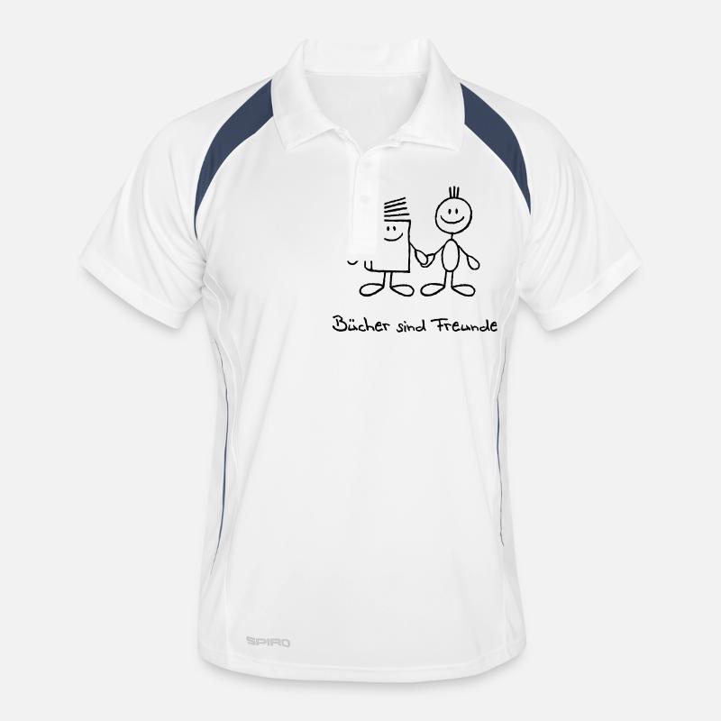 Bücher sind Freunde (SVG) - Männer Polo atmungsaktiv - Weiß/Navy