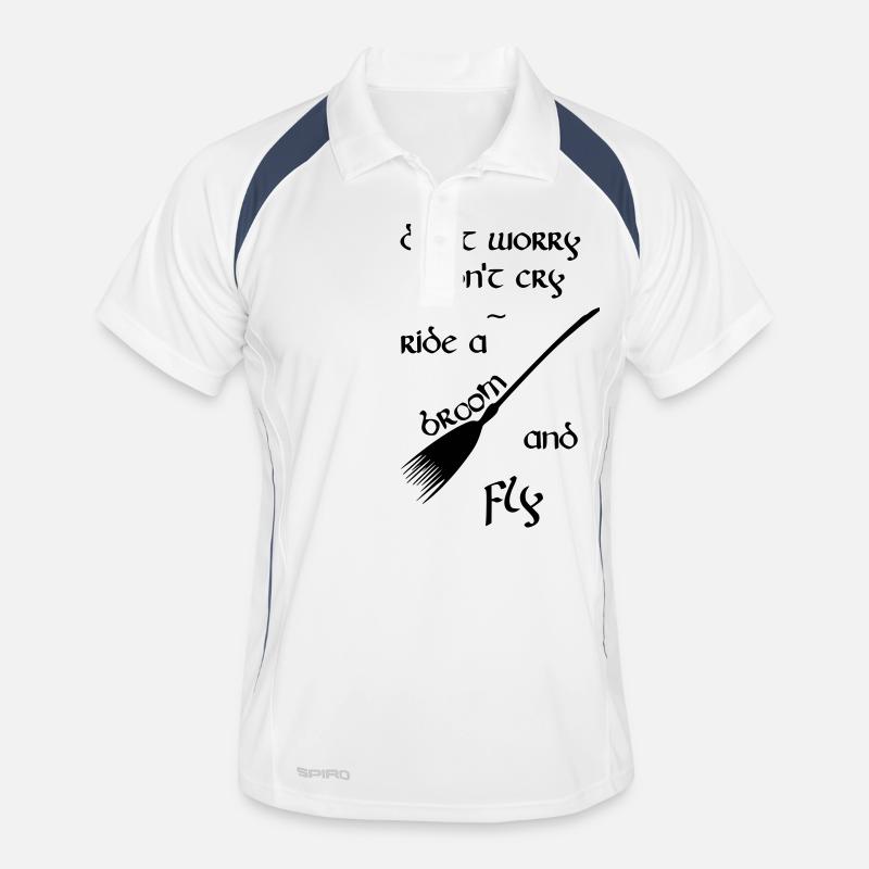 Hexenbesen lustiger Spruch Hexe witch Halloween Männer Polo atmungsaktiv