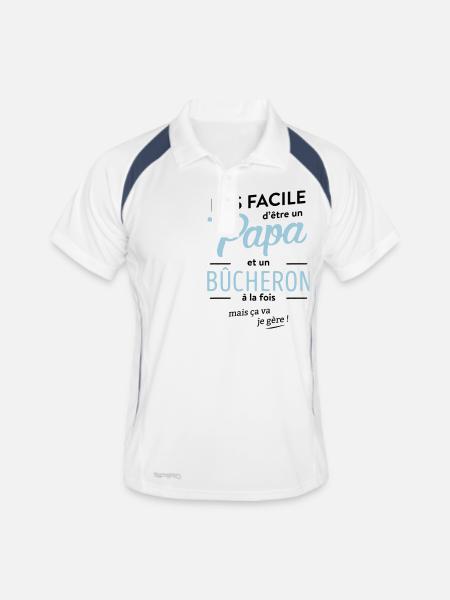 Papa bucheron - Polo respirant Homme - blanc/marine