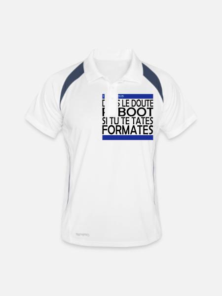 (15_doute_reboot) - Polo respirant Homme - blanc/marine