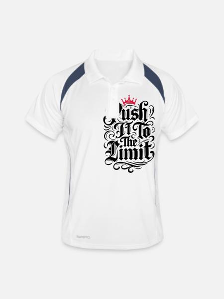 Push it to the limit Motivation Spruch - Männer Polo atmungsaktiv - Weiß/Navy - Vorne