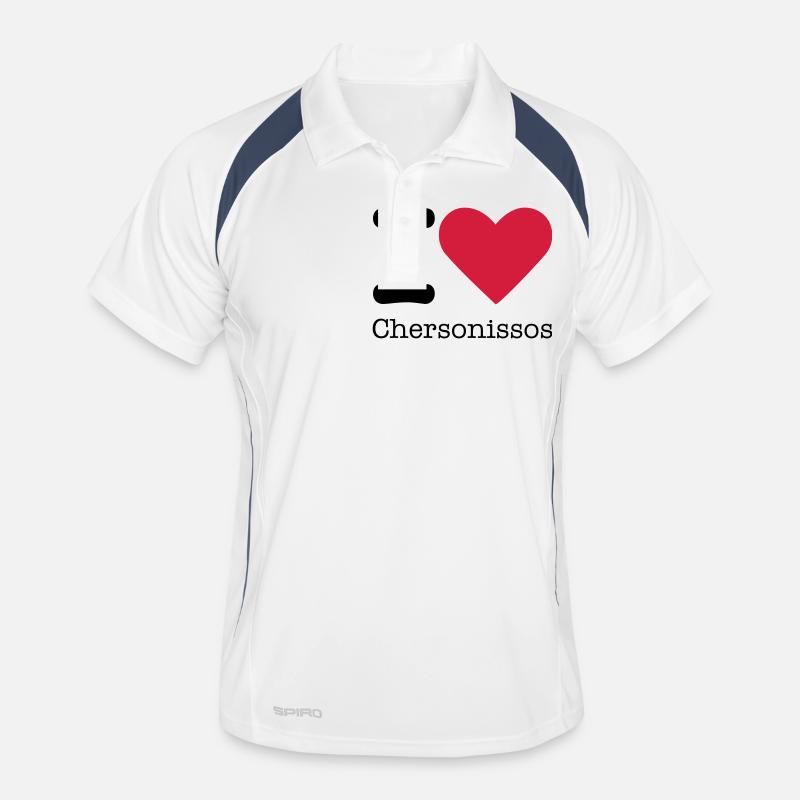 I Love Chersonissos - Männer Polo atmungsaktiv - Weiß/Navy