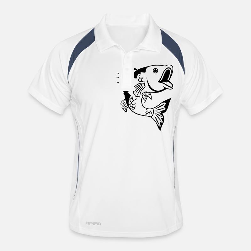 Fisch - Männer Polo atmungsaktiv - Weiß/Navy