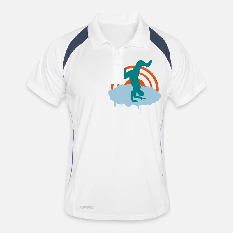 Breakdancer - Männer Polo atmungsaktiv - Weiß/Navy