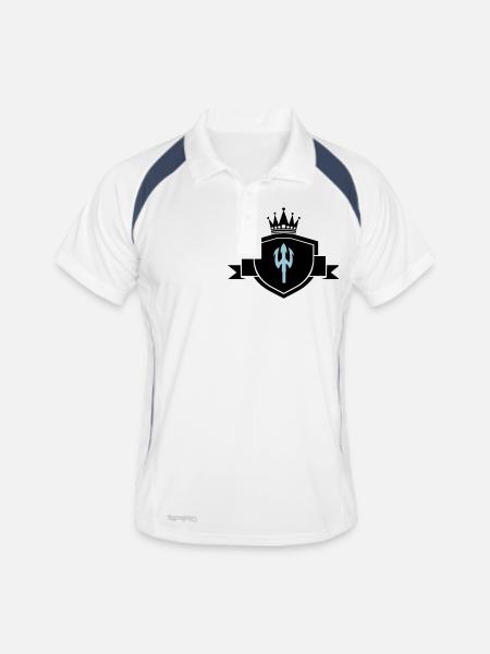 dreizack wappen - Männer Polo atmungsaktiv - Weiß/Navy - Vorne