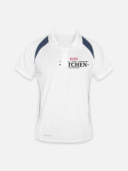 King of the Kitchen - Männer Polo atmungsaktiv - Weiß/Navy - Vorne