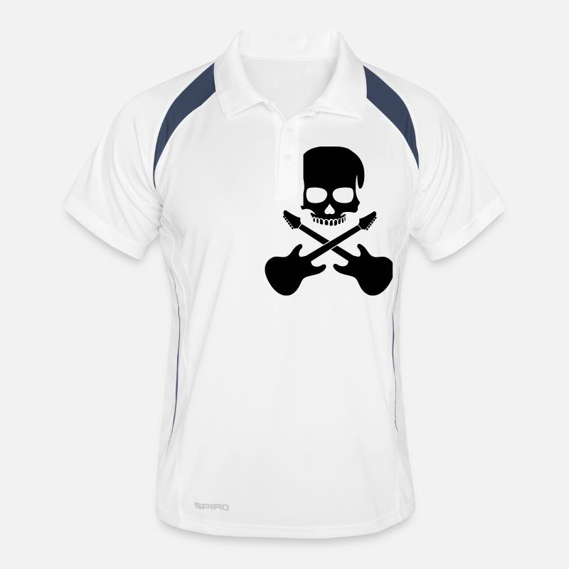 Skull with Guitar Männer Polo atmungsaktiv
