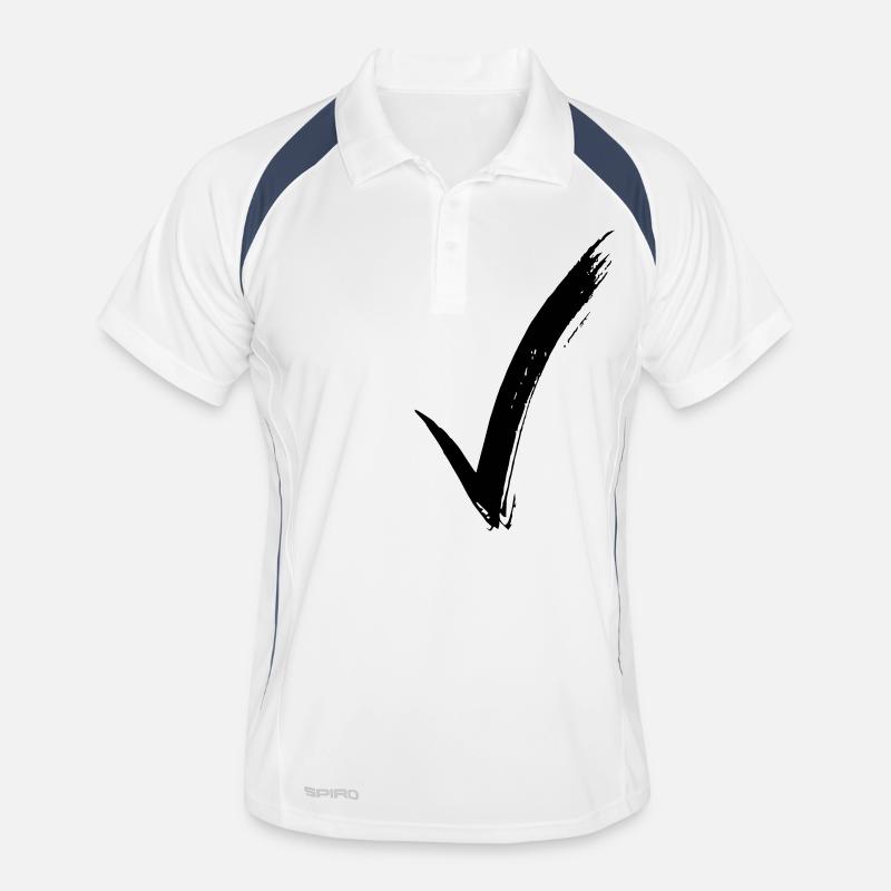 check - Männer Polo atmungsaktiv - Weiß/Navy
