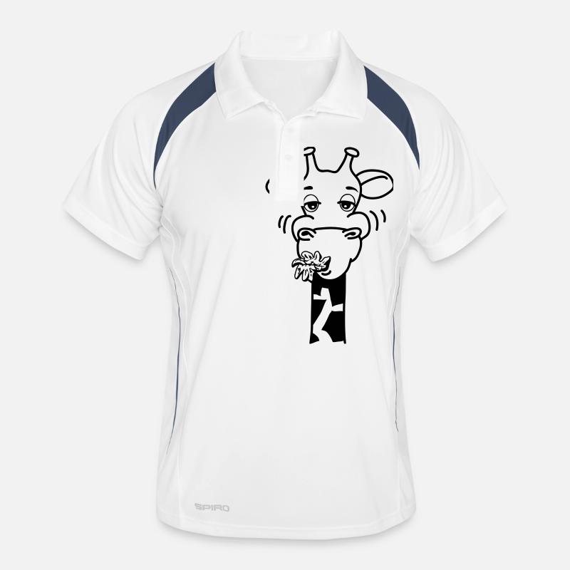 Giraffe eating comic hunger funny cool Men's Polo breathable