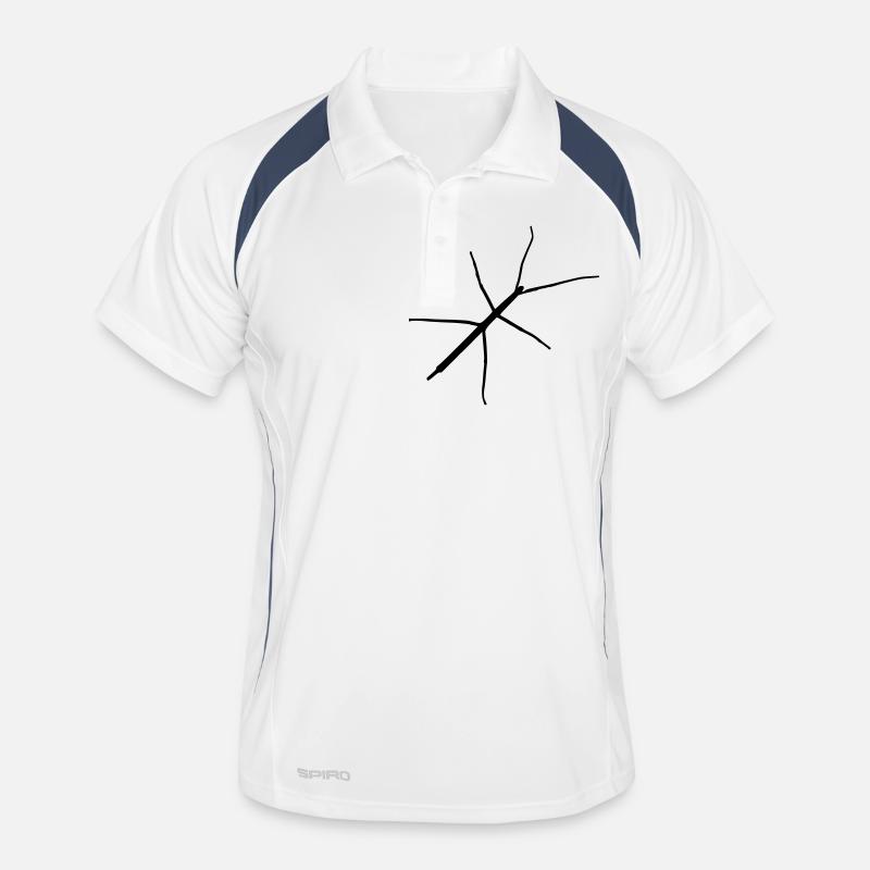 Stabheuschrecke - Männer Polo atmungsaktiv - Weiß/Navy