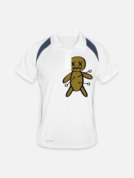 Voodoo poupée Halloween - Polo respirant Homme - blanc/marine - Devant