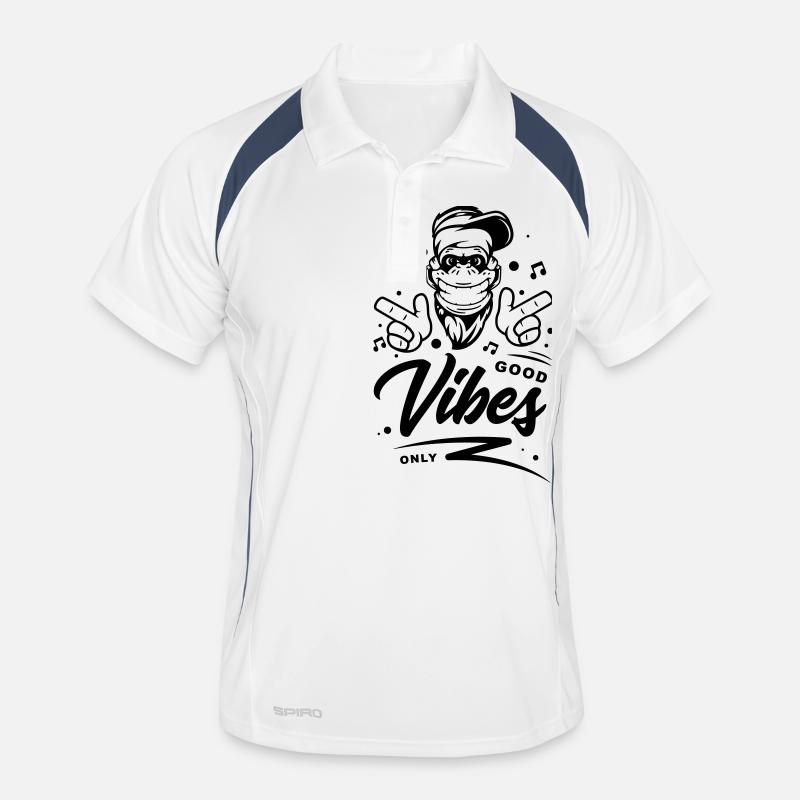 GoodVibesOnlySVG - Männer Polo atmungsaktiv - Weiß/Navy