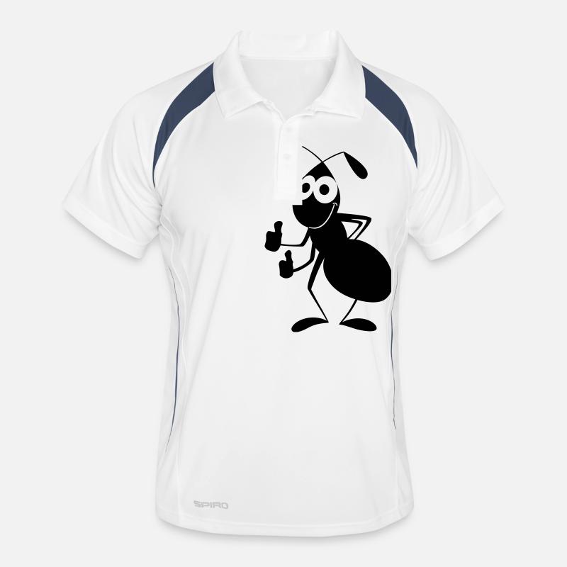 Ameise mit Daumen hoch - Männer Polo atmungsaktiv - Weiß/Navy