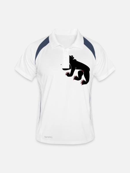 Zeichnung einer Bär ensymbolflagge Bern Schweiz - Männer Polo atmungsaktiv - Weiß/Navy - Vorne