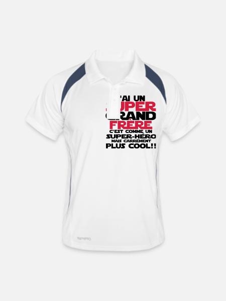 j'ai un super grand frère - Polo respirant Homme - blanc/marine - Devant